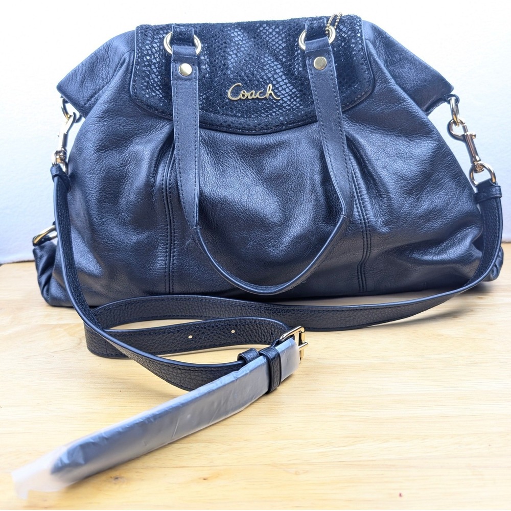 Coach Ashley Leather Snakeskin Satchel Bag